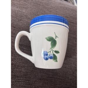 LL Bean Blueberry Stoneware Coffee Mug 16 oz Country Farmhouse